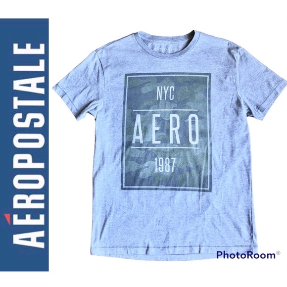 Aeropostale Other - AEROPOSTALE NYC AERO 1987 Shirt Short Sleeve Camo Print Small Gray Men’s UNISEX